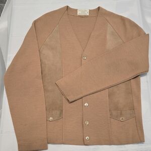 Vintage Tundra Brown Knit And Suede Cardi.